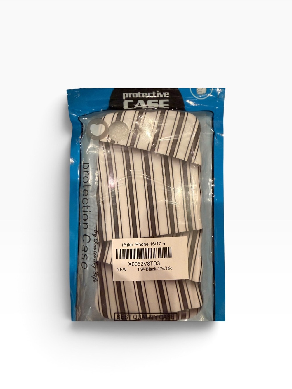 NWT- Protective Stripe Phone Case for iPhone 16/17e - Black & White